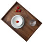 Continenta Bandeja para Servir 49x35x6,3 cm, Madera de Nogal Aceitada, Borde Alto y Asas Grandes para Transporte Seguro